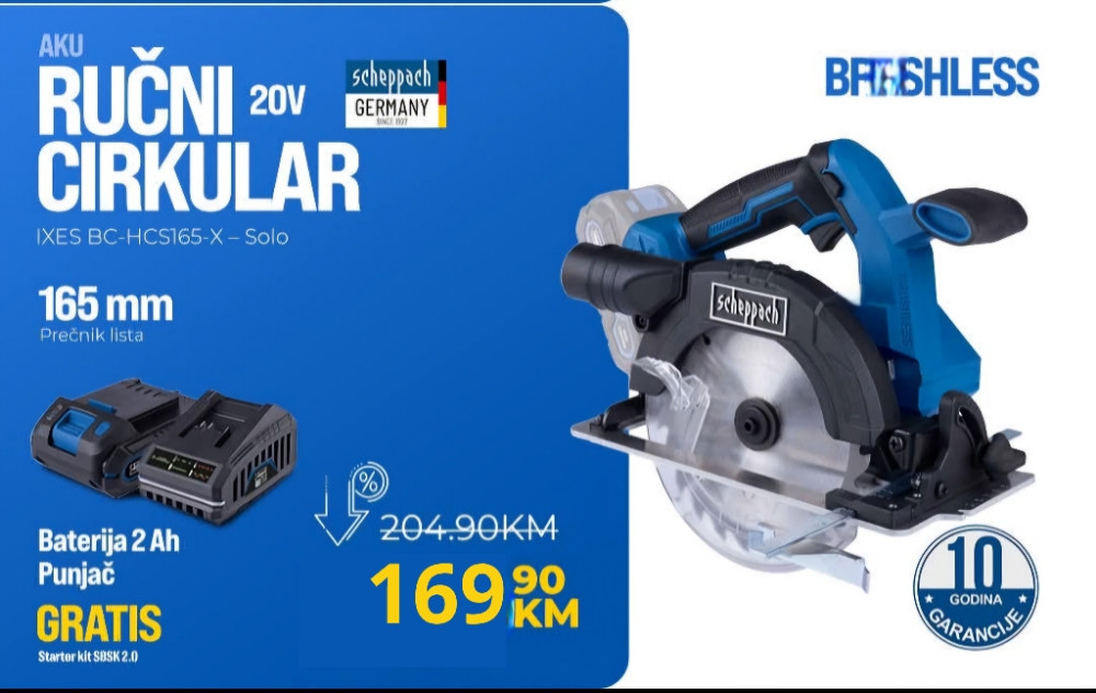 Scheppach aku ručni cirkular kružna pila IXES C HCS165 X