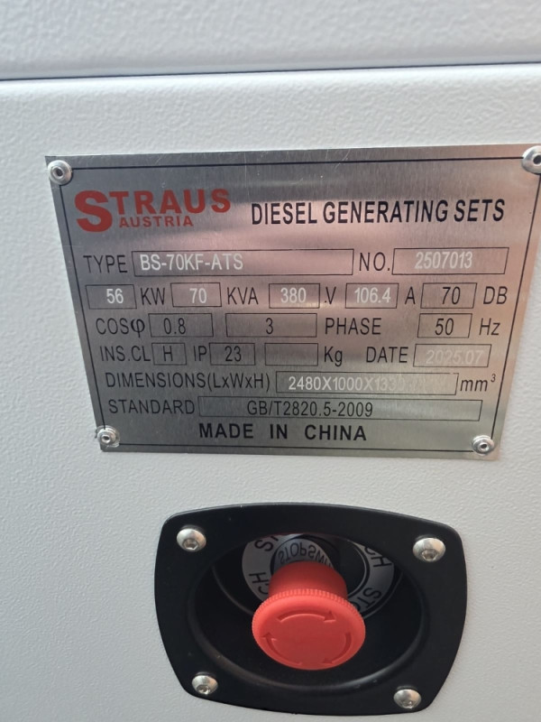 AGREGAT ZA STRUJU STRAUS AUSTRIA 56KW 56 KW 70KVA RICARDO ATS