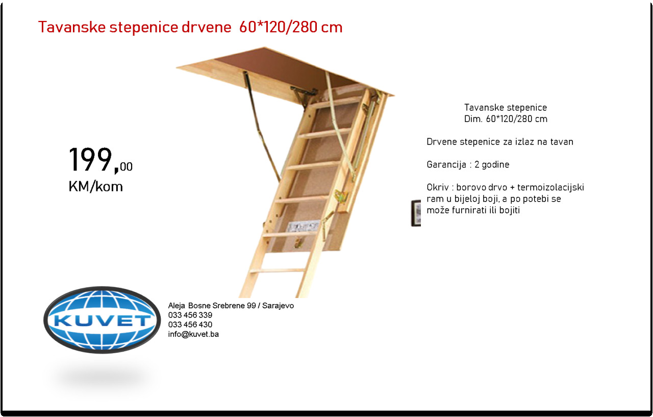 Tavanske stepenice/ ljestve 60*120/280 cm