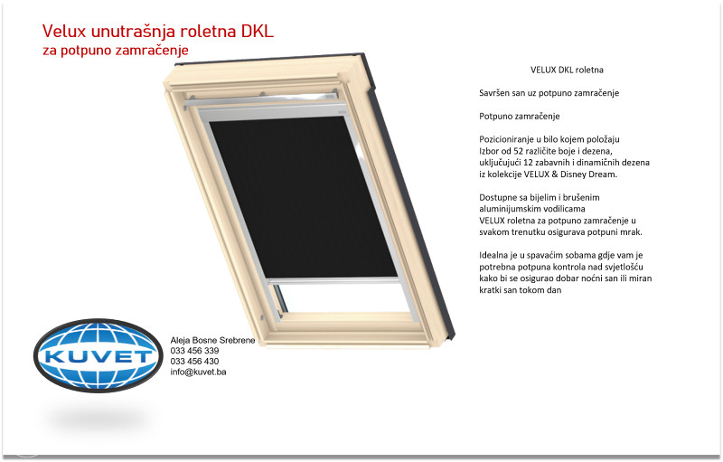 Velux unutrašnja roletna DKL za potpuno zamračenje