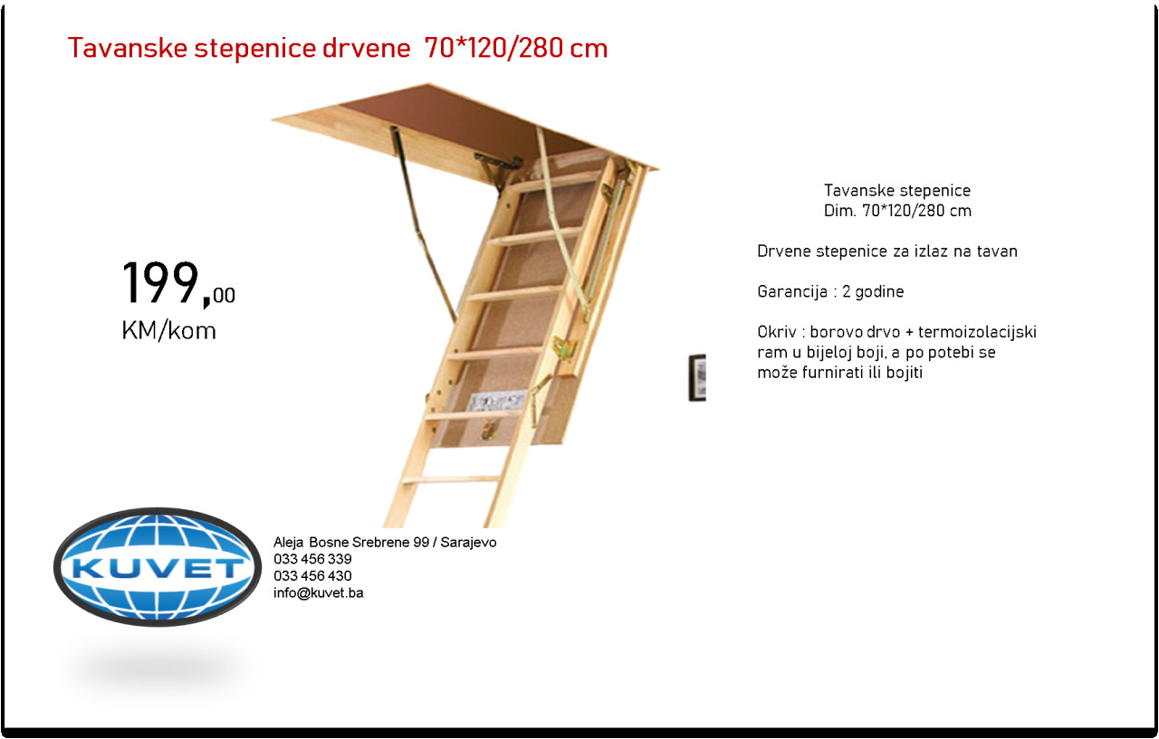 Tavanske stepenice/ljestve 70*120/280 - drvene