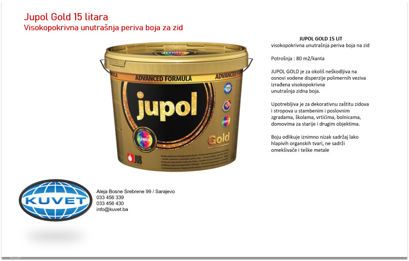 Jupol Gold 15 litara, disprezivna boja za zid