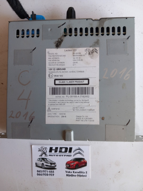 Radio navigacija radio Peugeot Citroen Pezo 9805593680