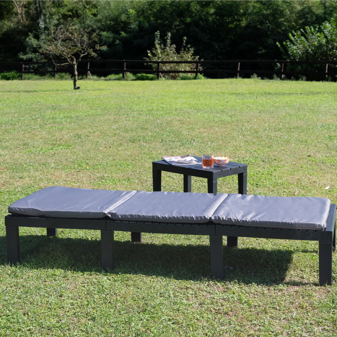 SLOŽIVA LEŽALJKA HAITI SA JASTUKOM 65 x 195 x 78 cm - 5 POLOŽAJA ANTRACIT