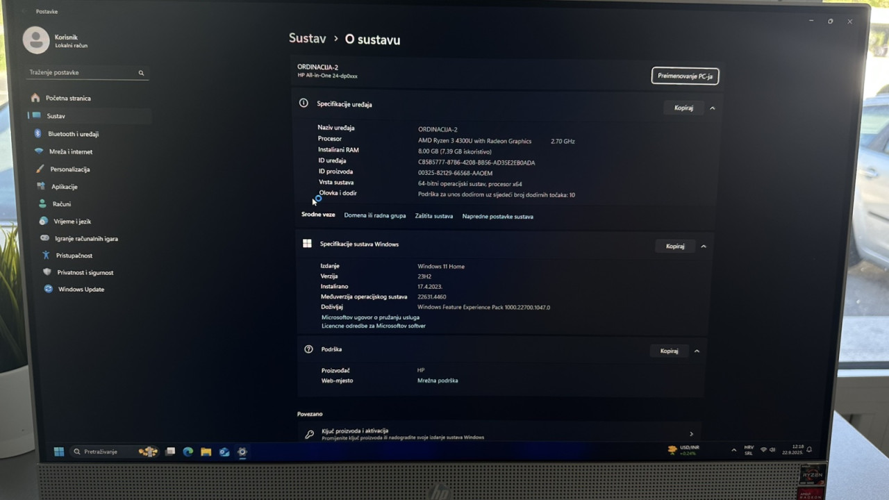 HP ALL IN ONE Ryzen 3 4300/8GB RAM/240SSD M2