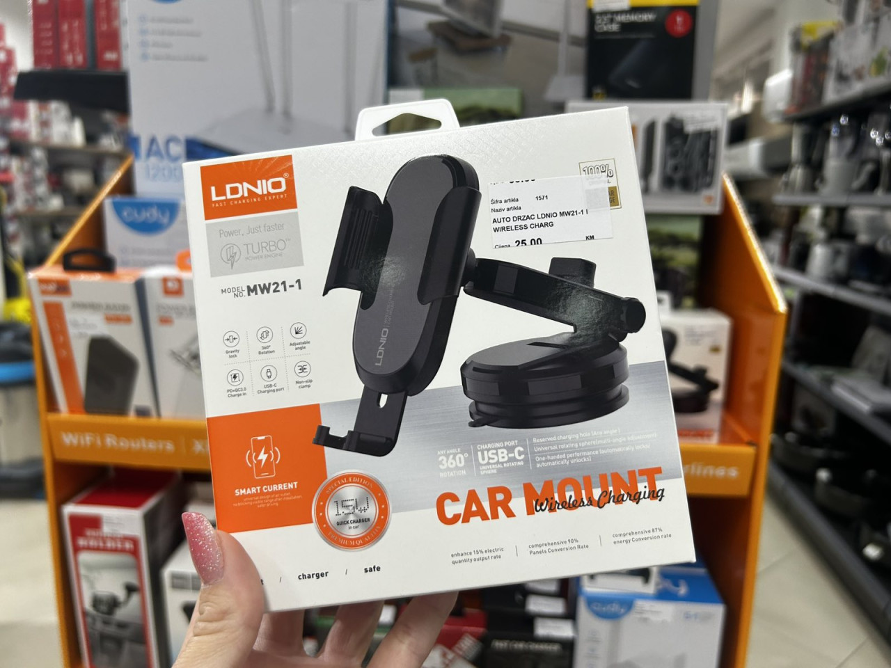 Auto drzac LDNIO MW21-1 i Wireless charger 15W sa postoljem