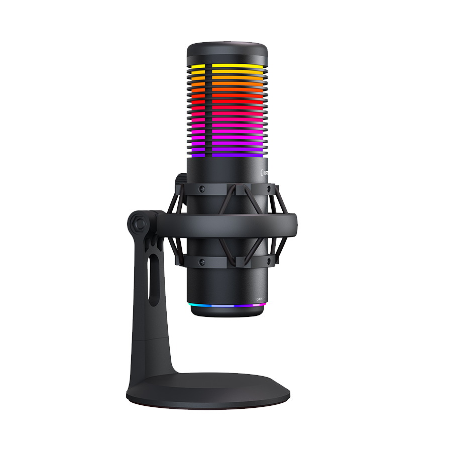 Mikrofon gaming RAMPAGE Bemol RGB Black Microphone with Shock Mount and Pop Filter for Gaming, Streaming, Podcasts, 4114