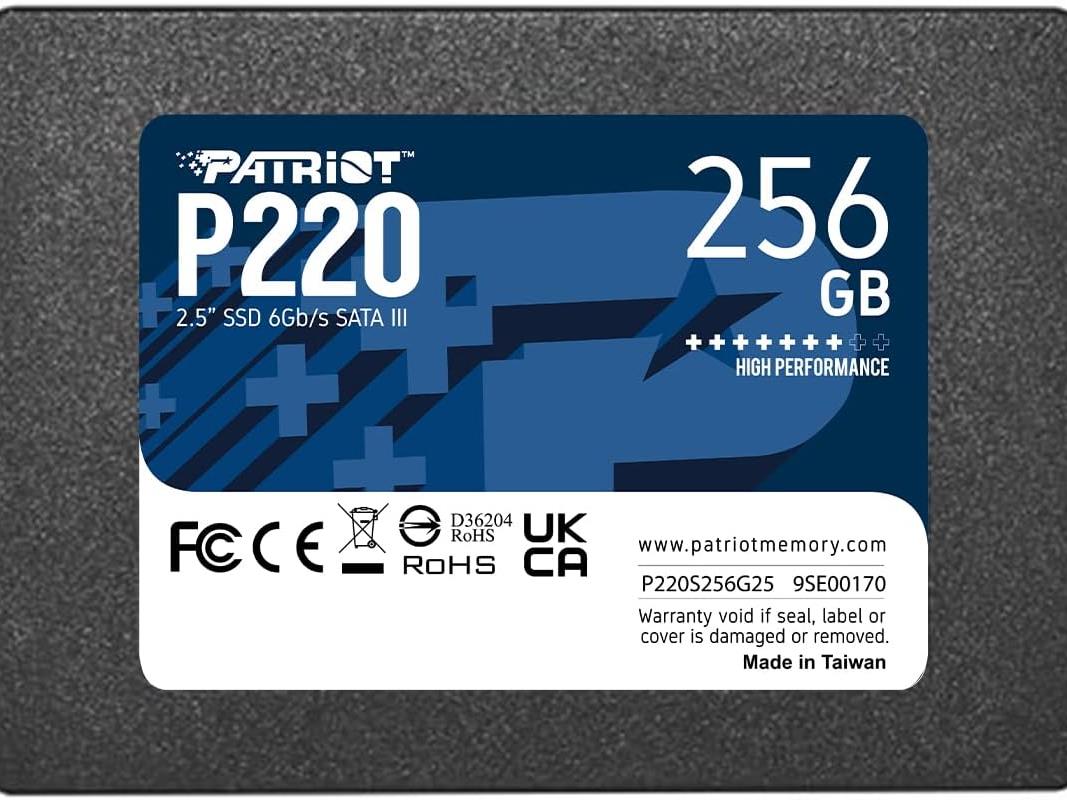 Patriot SSD 256GB 2.5", P220up to R/W: 550/500 MB/s