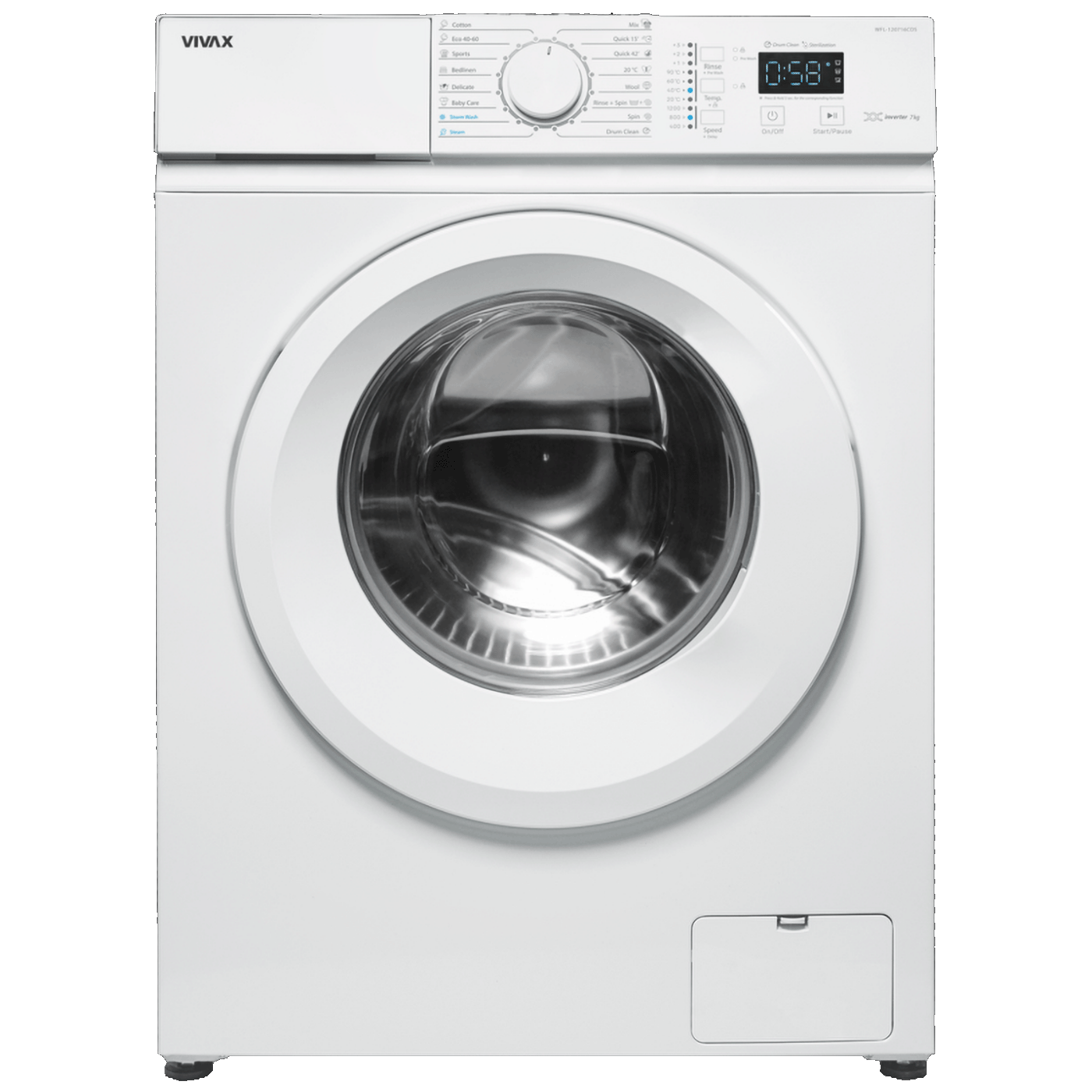 Vivax Mašina za pranje veša, 1200 obrtaja, 7 kg veša, Inverter - WFL-120716CDS