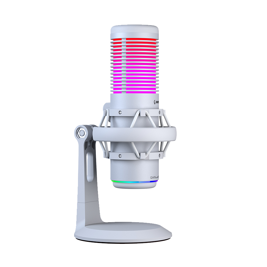 Mikrofon gaming RAMPAGE BEMOL RGB White Microphone with Shock Mount and Pop Filter for Gaming, Streaming, Podcasts, 4114