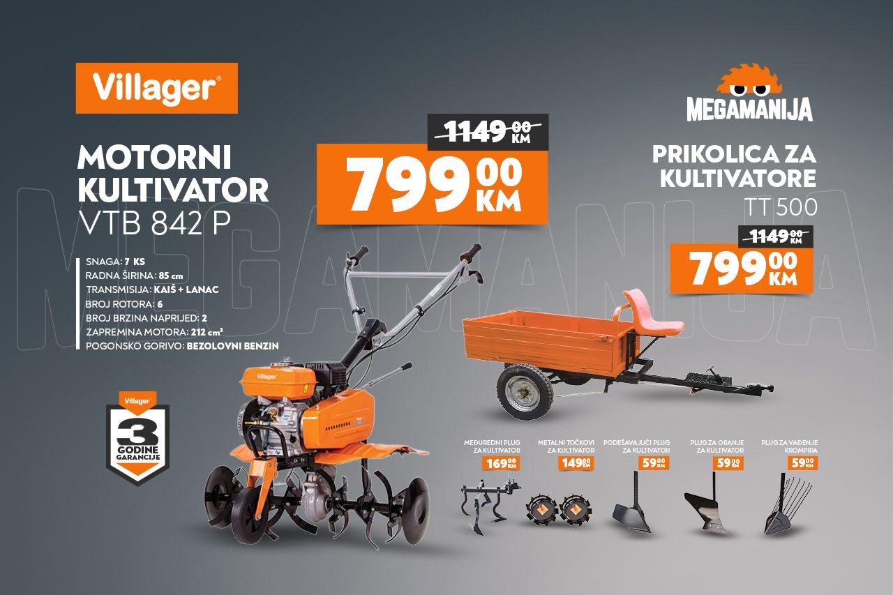 VILLAGER VTB 842 P. motokultivator, freza, kopačica, kultivator