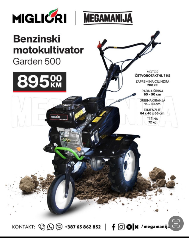 Motokultivator, freza, kopacica Migliori Garden 500 - benzin