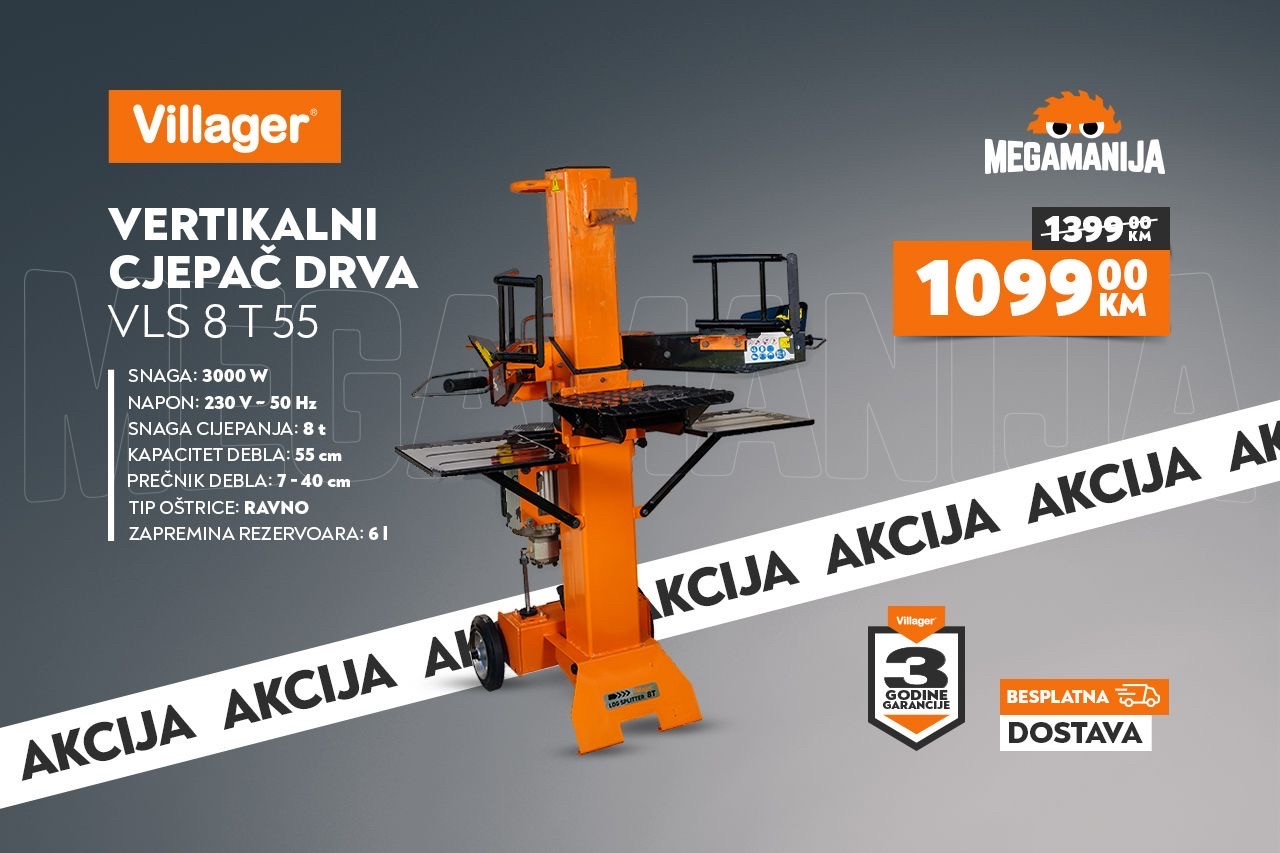 Villager vertikalni cjepač za drva 8 T 55