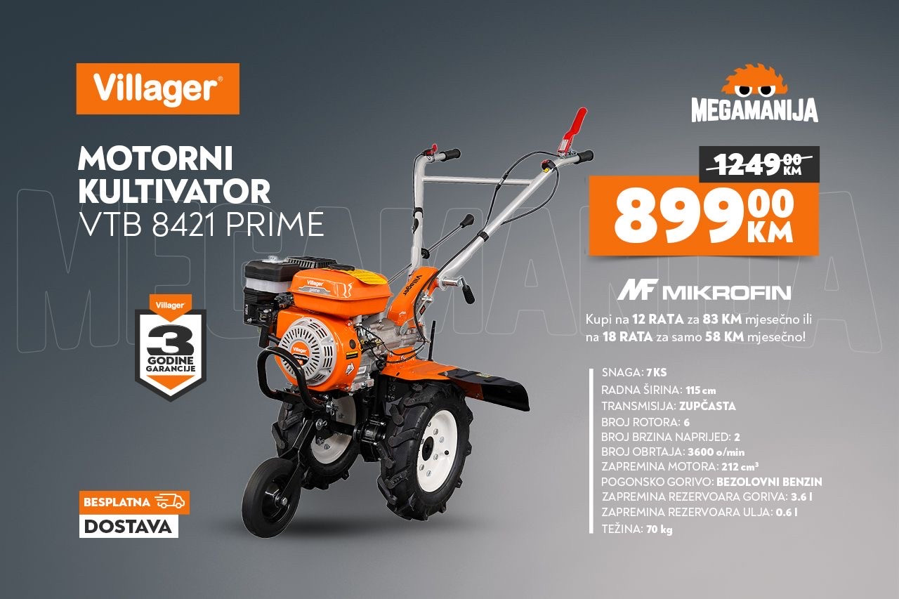 VILLAGER motokultivator, freza kopačica VTB 8421 Prime, 7KS