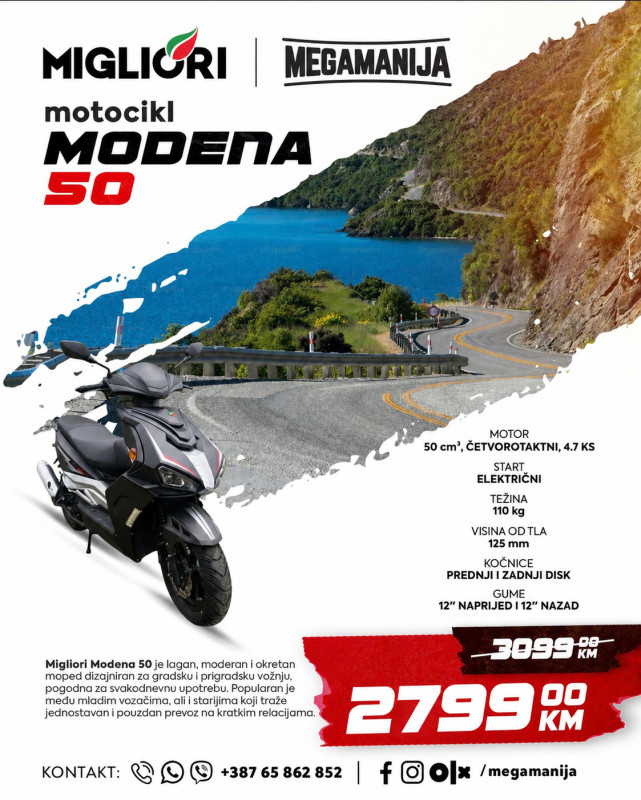 *Rata već od 166KM* Motor, Moped - Skuter MODENA 50