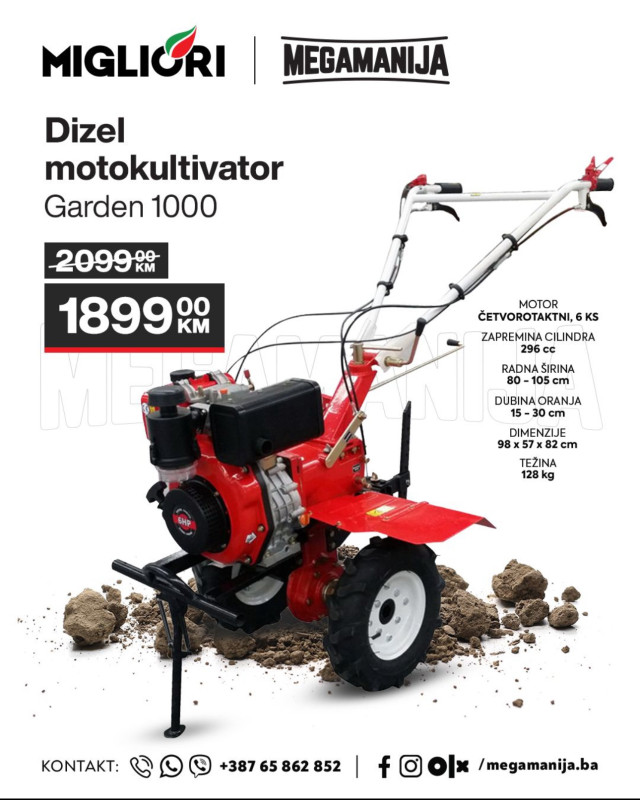 DIZEL motokultivator, freza, kopacica MIGLIORI 6KS