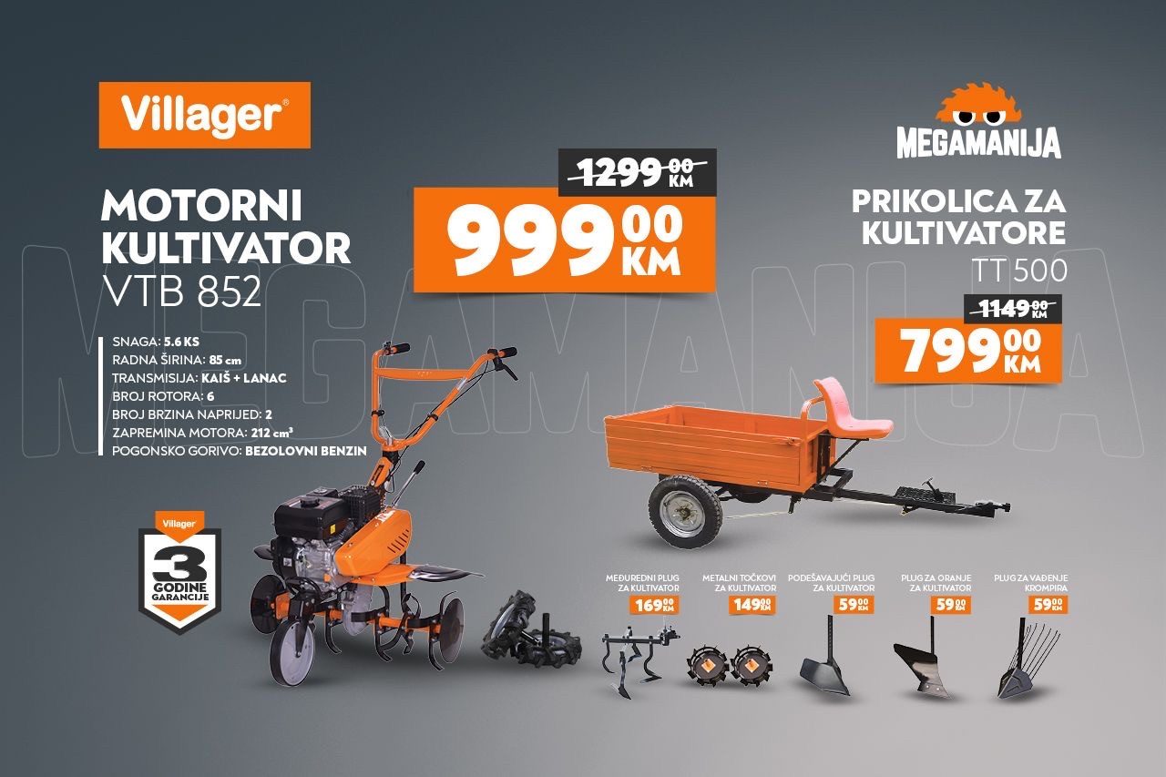 VILLAGER VTB 852 Motokultivator, freza, kopačica, kultivator