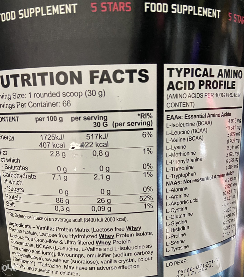 5STARS WHEY ISOLATE 86% 2 Kg Protein Izolat Proteini