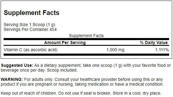 VITAMIN C 1000 pure 454 g Vitamini Minerali prahu Prah SWANSON