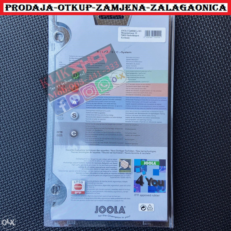 JOOLA Reket Rosskopf Stolni Jola Stoni Reketa Rekete