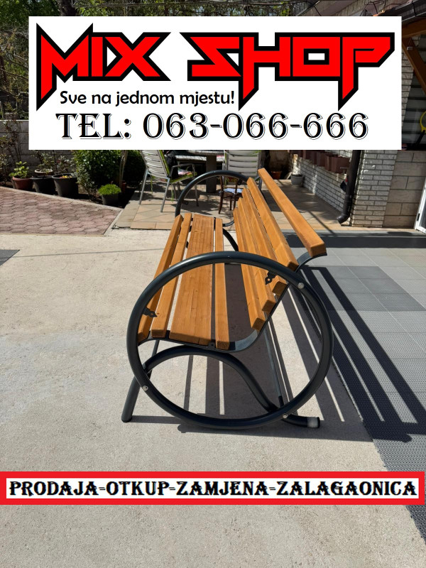 Drvena klupa sa naslonom za terasu dvorište metalna parkovska