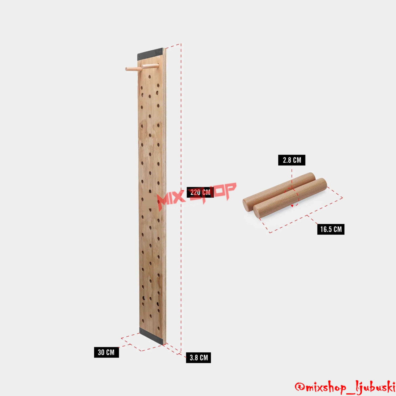 CLIMBING PEG BOARD PLOČA ZA PENJANJE TRENING PEGBOARD Sprava