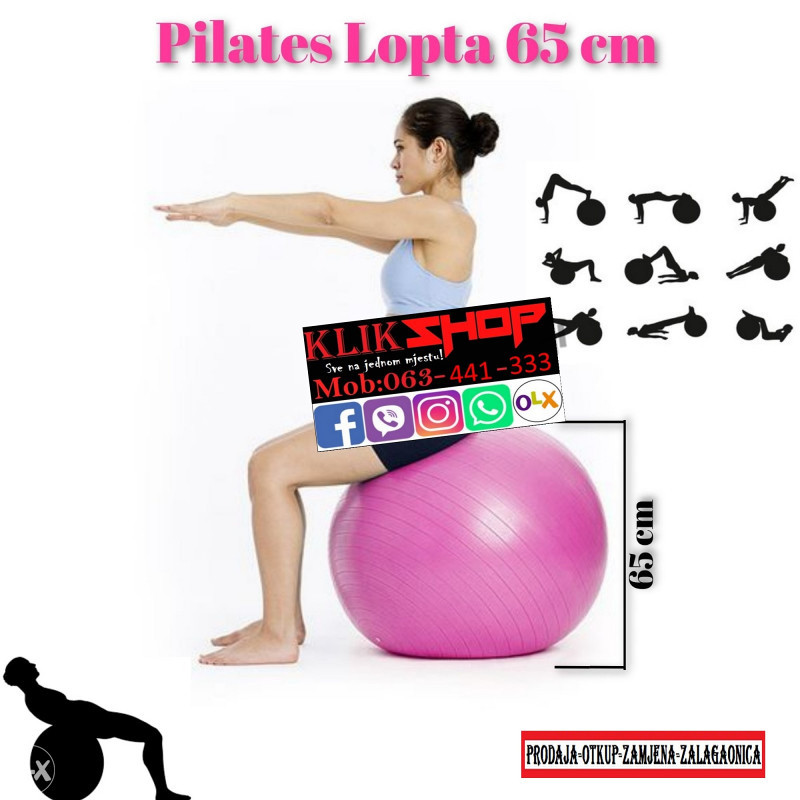 Pilates Lopta 65 cm Aerobik Fitnes Trening Lopte Fit