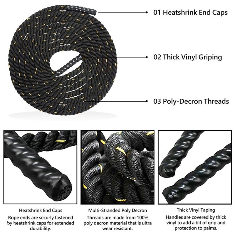 Battle Rope Konopac 12 m Žuti Trening Konop Vježbanje