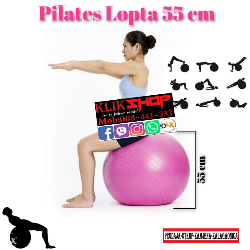 Pilates Lopta 65 cm Aerobik Fitnes Trening Lopte Fit