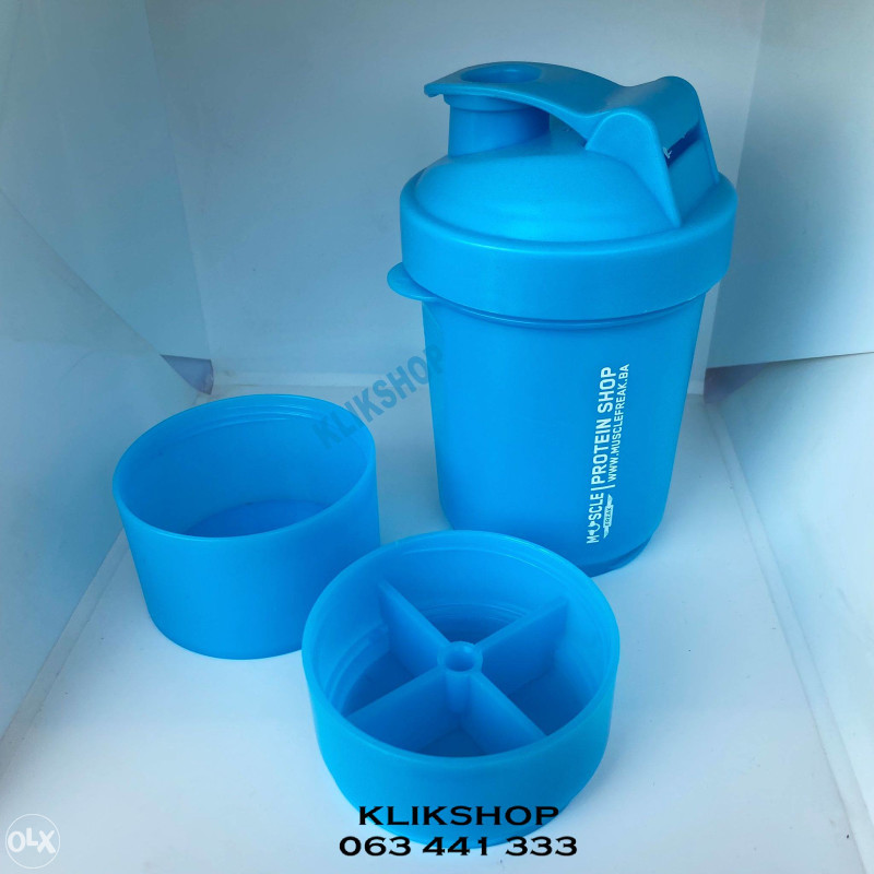 Shaker Plavi Muscle 3 u 1 Shakeri Šejker Protein boca