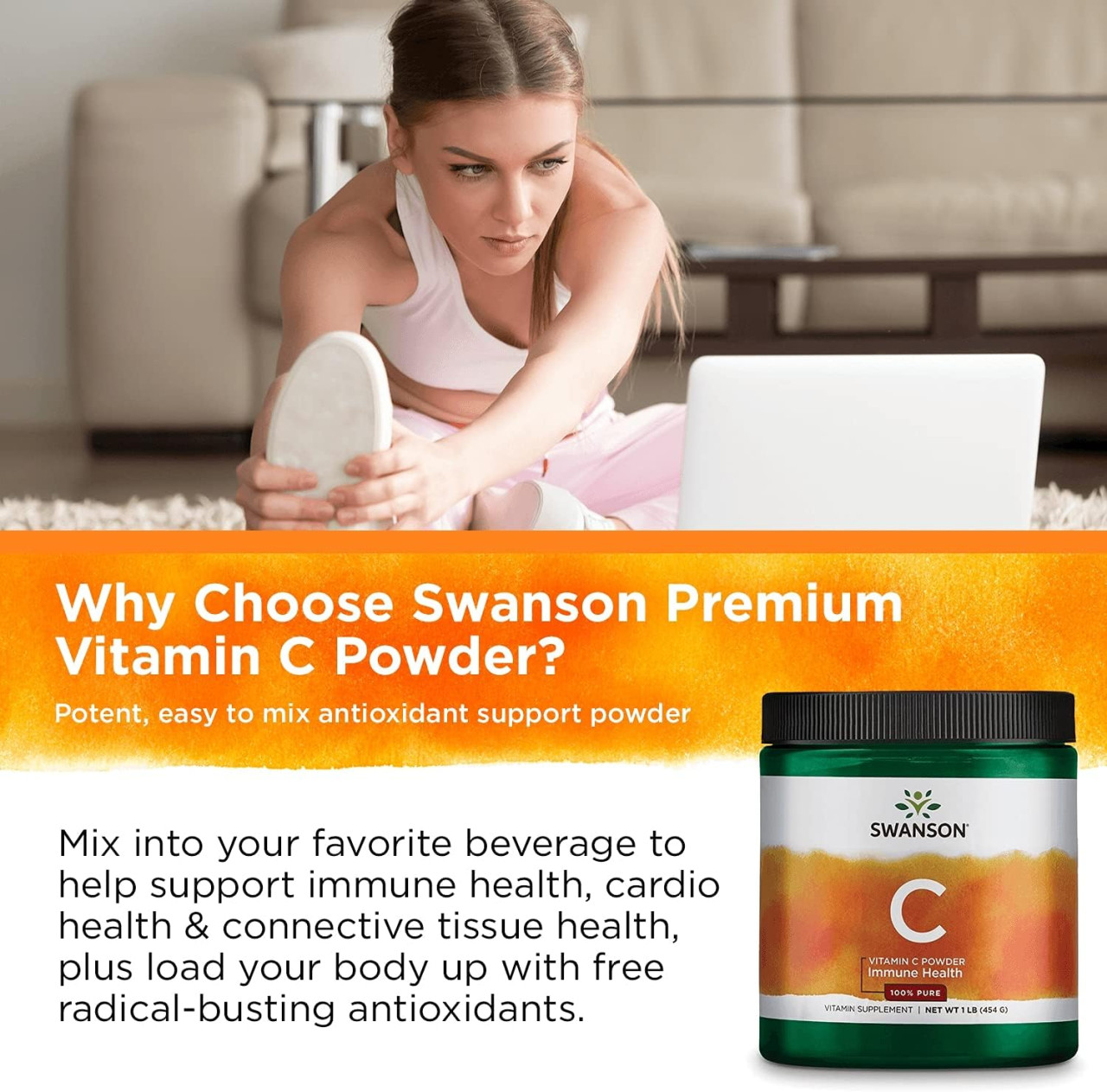 VITAMIN C 1000 pure 454 g Vitamini Minerali prahu Prah SWANSON