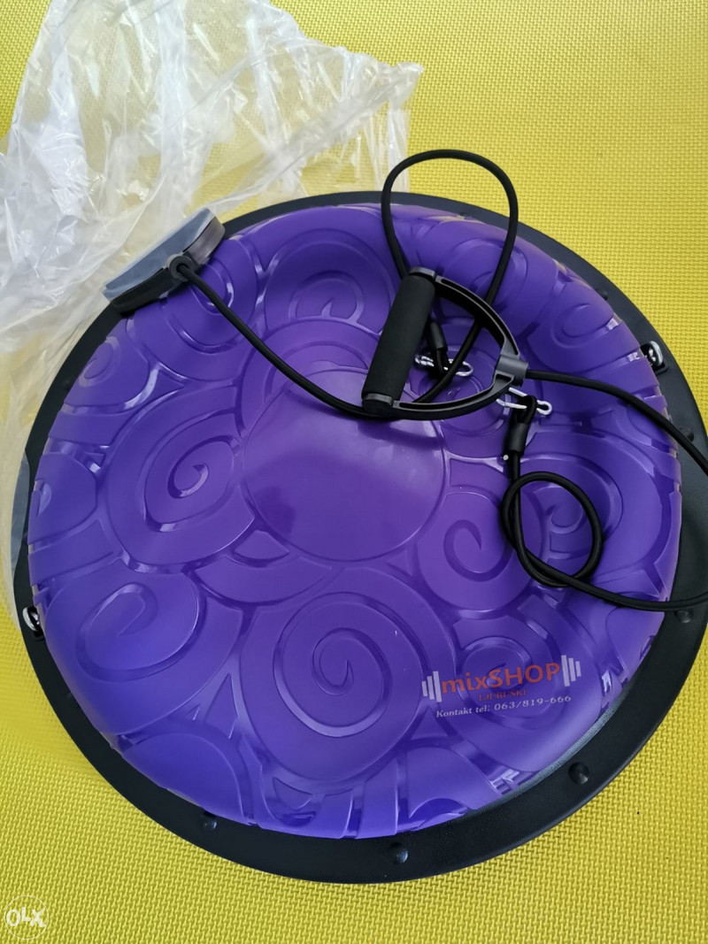 Bosu Lopta Ljubičasta Sa Rastezačima PoluLopta Balans