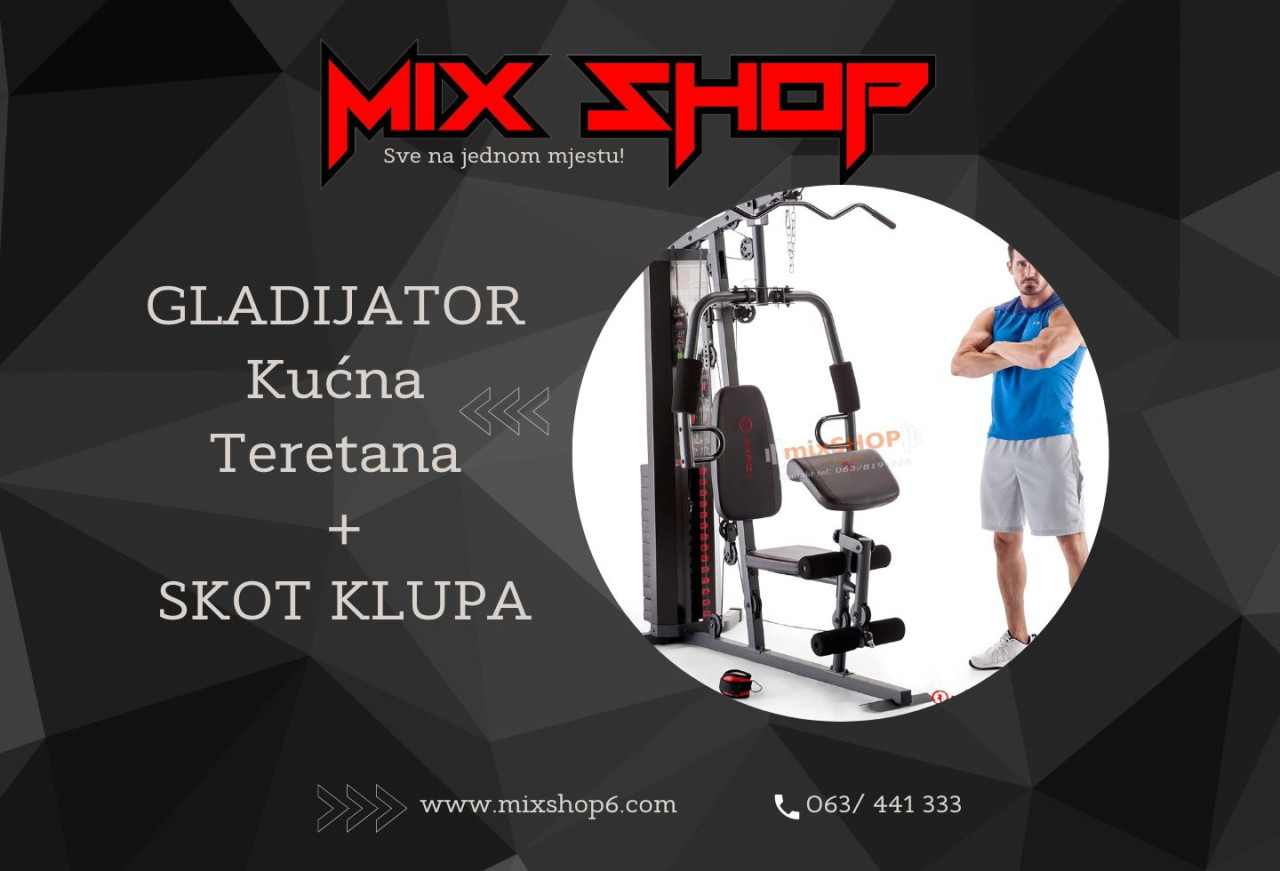 GLADIJATOR Kućna Teretana SKOT KLUPA Sprava Vježbanje Lat Mašina