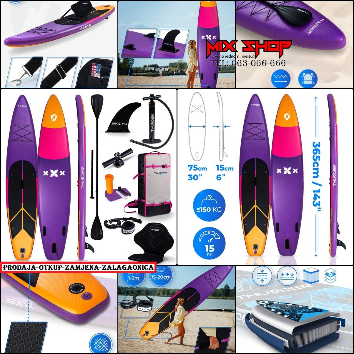 THUNDER SUP 365cm daska za surfanje sa sjedalom +OPREMA board