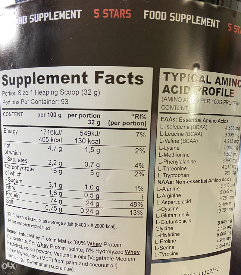 5 STAR WHEY PROTEIN 74% 3 Kg Proteini Masa Aminokiseline 3kg bcaa