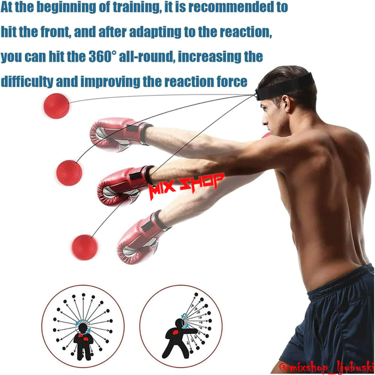 Loptice Box x3 Reflex Ball Lopta Kačenjem za boxanje refleks MMA