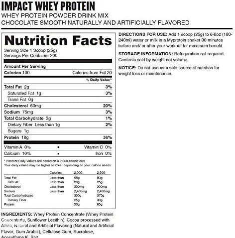 Impact Whey Protein  2,5kg Aminokiseline 2,5 kg Proteini Shake