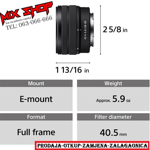 SONY OBJEKTIV FE 28-60mm F4-5.6 *Novo*Garancija* lens sel2860 oss