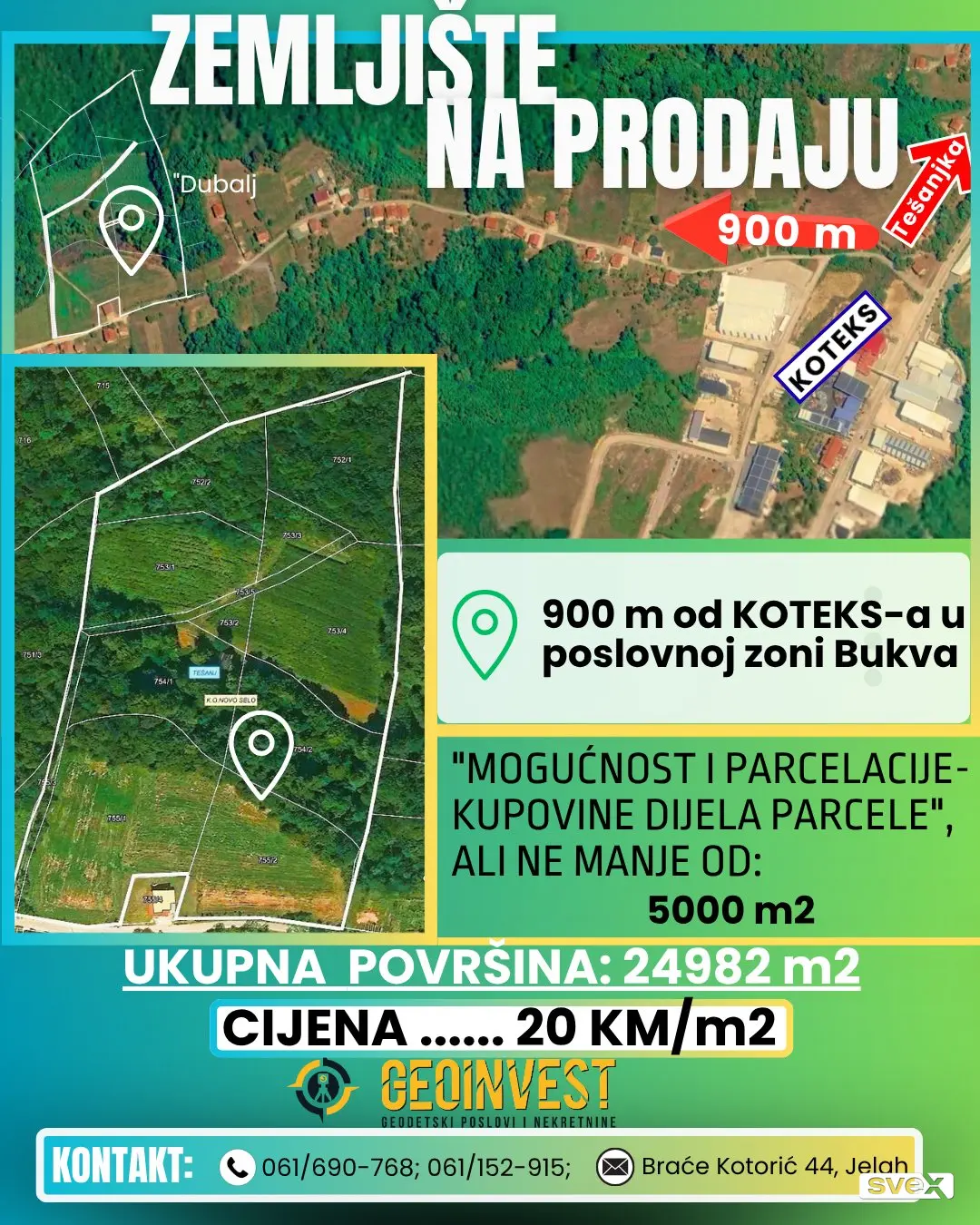 Zemljište 24.982 m², Novo SeloTešanj