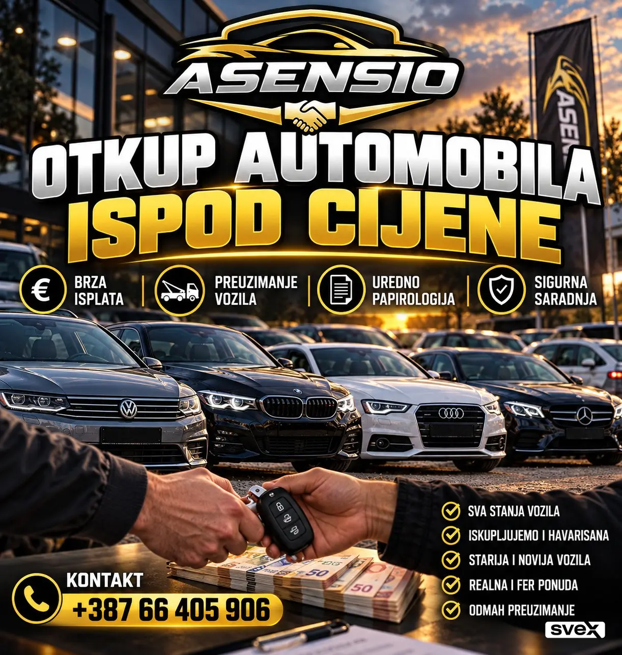 Otkup automobila ispod cijene - brza isplata i preuzimanje