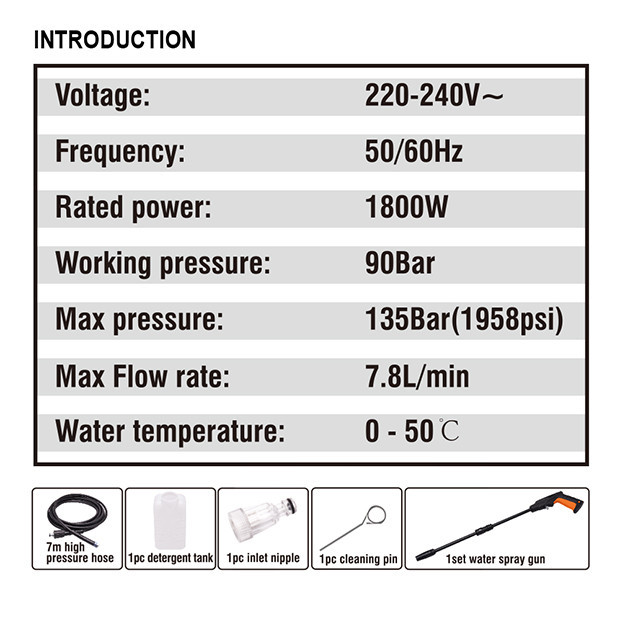 Visokotlačni perač/vap 1800W/135Bar HARDEN 753718