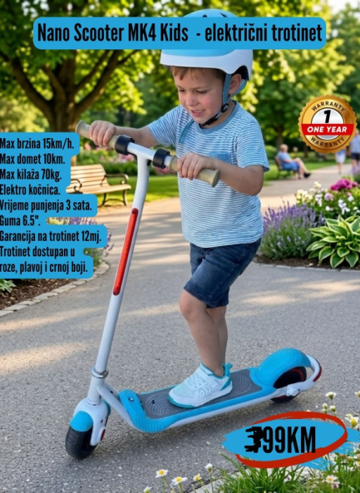 Električni trotinet NANO MK4 - KIDS Plavi AKCIJA