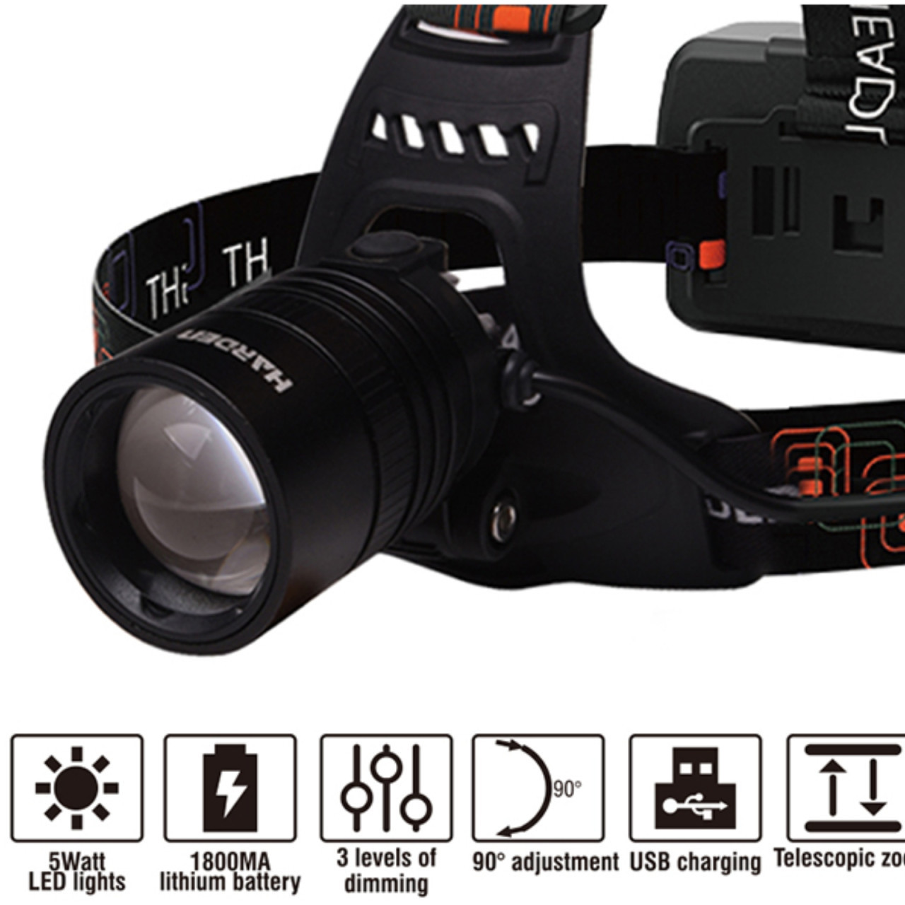 Naglavna lampa 1800 mAh HARDEN