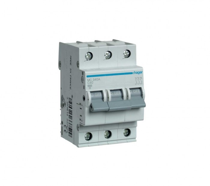 HAGER automatski osigurač 40A, 3P, C, 6KA MC340A