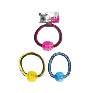 M-PETS Twist ring igračka - roza, žuta, plava