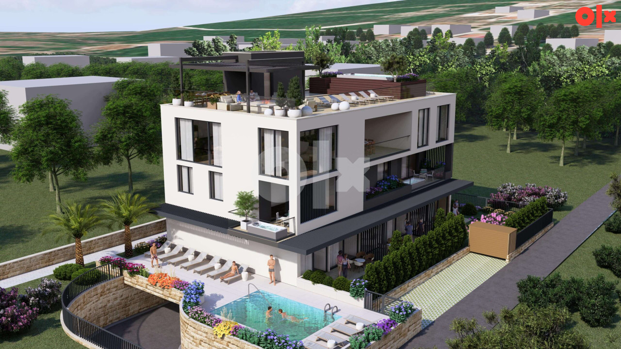 Zadar-Sukošan Hills-Privatna krovna terasa s bazenom,Netto 250 m2