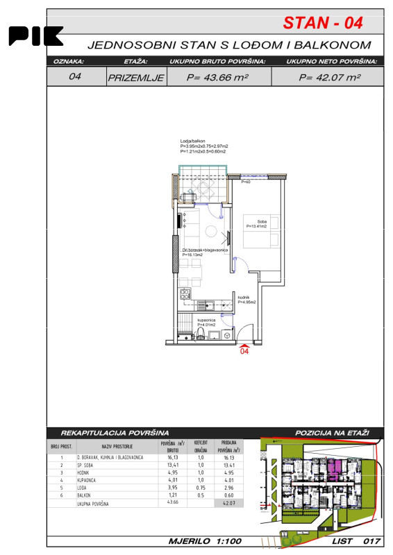 Dvosoban stan 42 m2 - Široki Brijeg Hills Residence 3