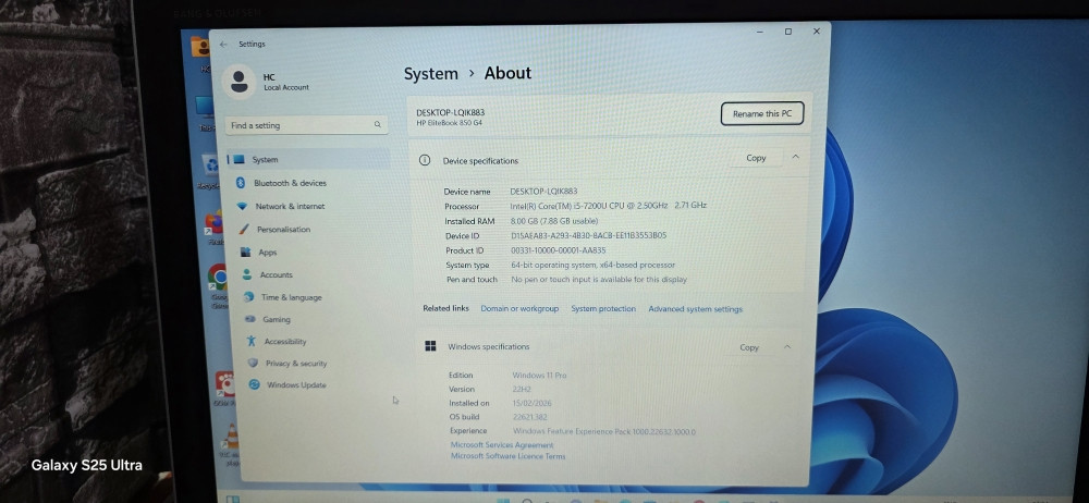 Laptop HP 15.6" I5 7200U/ RAM 8 GB/ SSD 240 GB/ 7 generacija