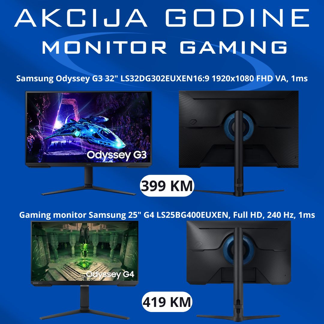 AKCIJA Samsung 25" G4 LS25BG400EUXEN, Full HD, 240 Hz, 1ms