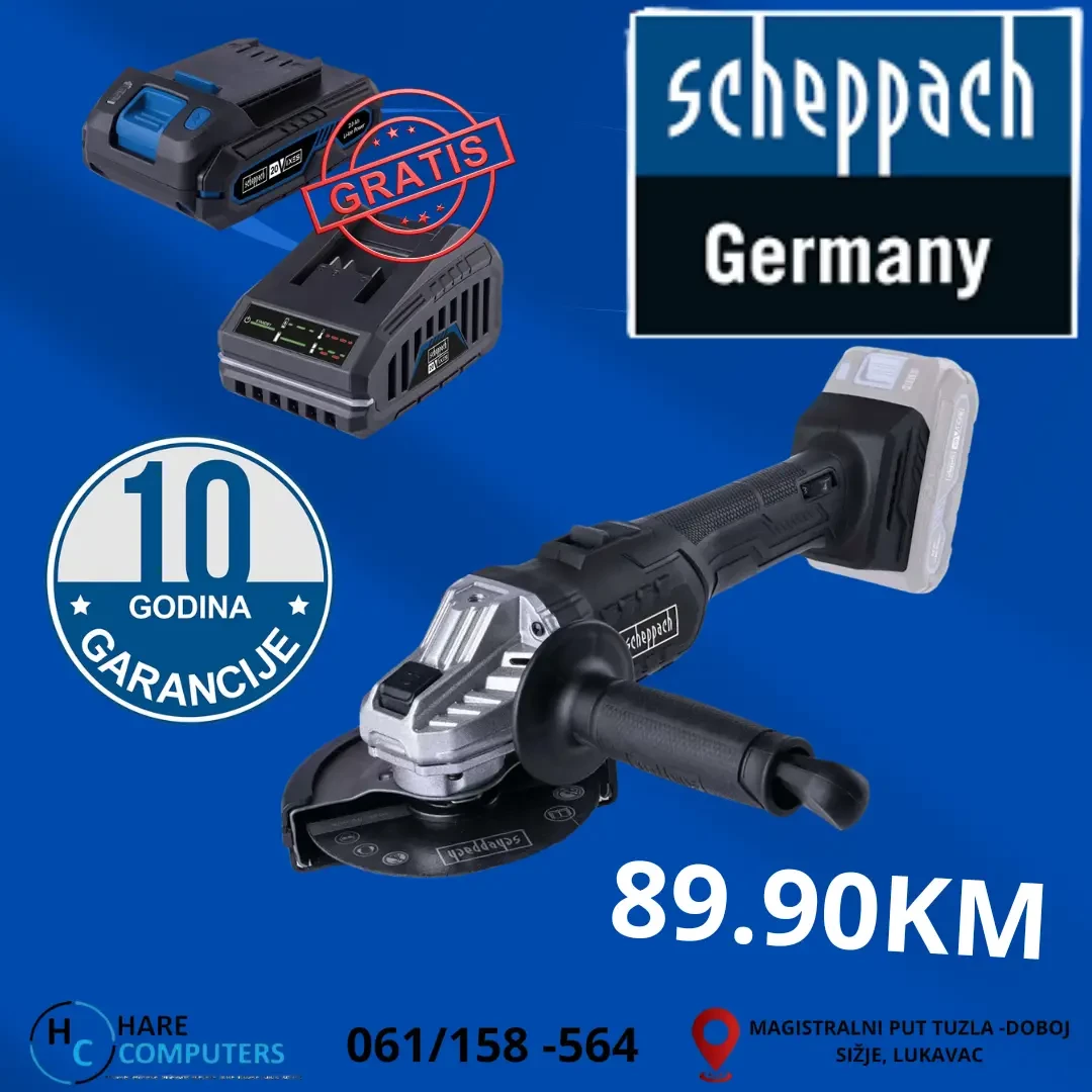 AKCIJA Scheppach aku ugaona kutna brusilica 20V GRATIS SET